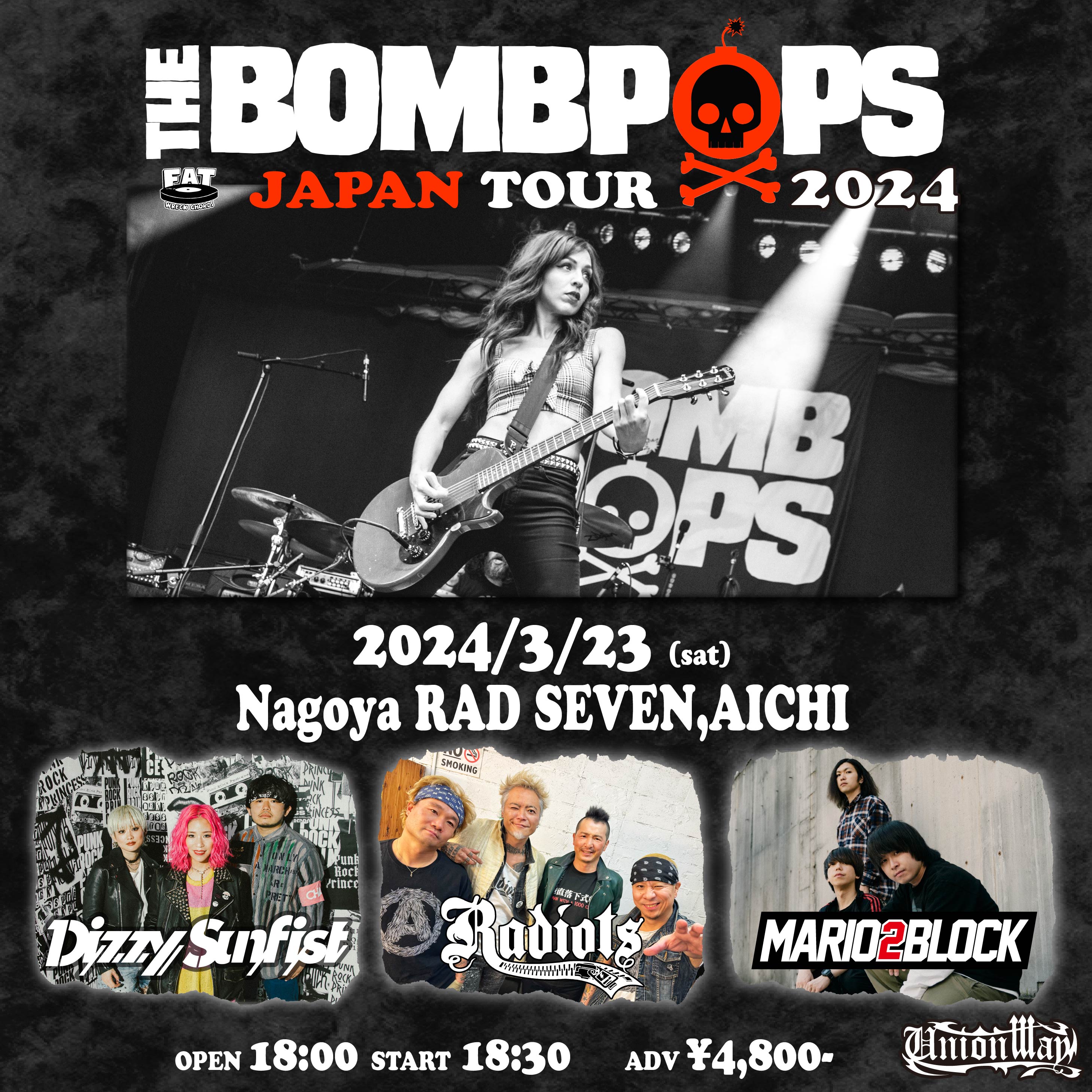 3.23 “NO AGE LIMIT”  THE BOMBPOPS JAPAN TOUR 2024 in NAGOYA 名古屋 RAD SEVENの写真